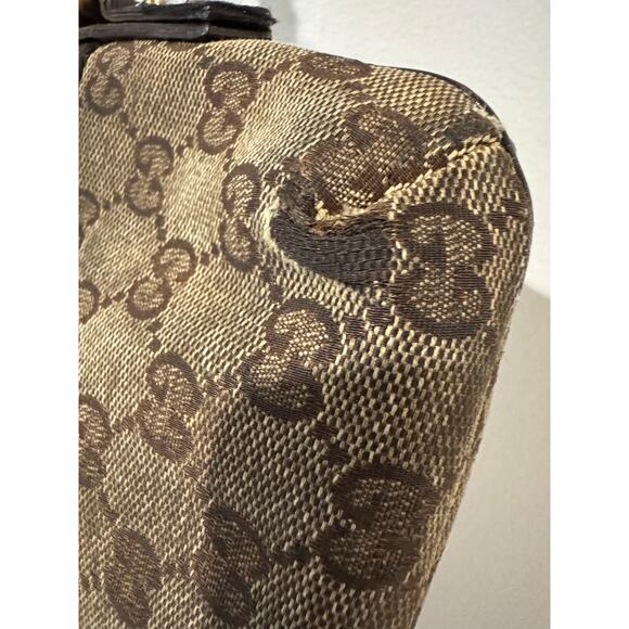 Gucci GG Monogram Canvas Wristlet Clutch with Leather Trim & Green Red Web Strap - Picture 8 of 8